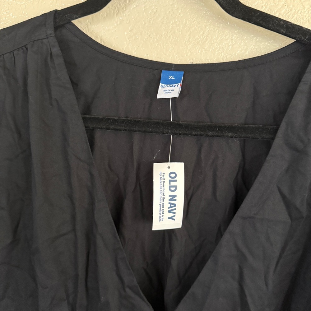 Old‎ Navy Waist Defined Puff Sleeve Midi Dress Black New Sz XL - Picture 9 of 11